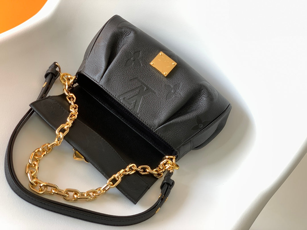 Louis Vuitton Diane Monogram Empreinte Leather Shoulder Bag - Black