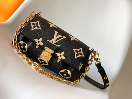 Louis Vuitton Monogram Empreinte Giant Black Leather Shoulder Bag with Gold Chain