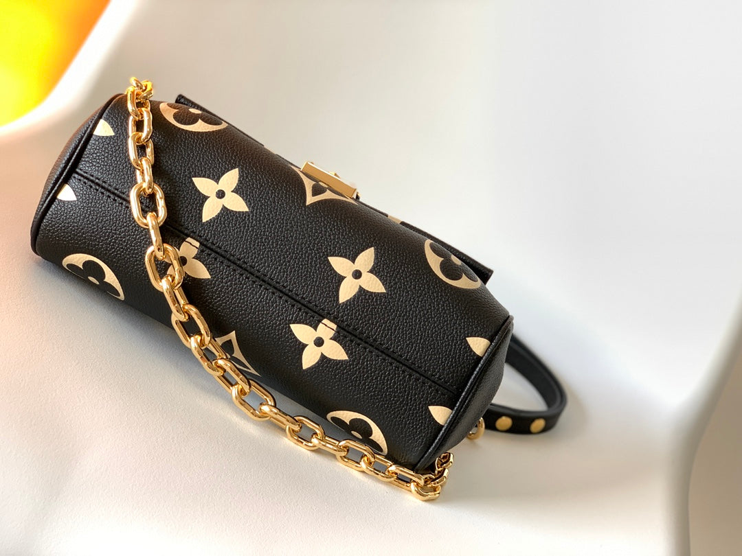 Louis Vuitton Monogram Empreinte Giant Black Leather Shoulder Bag with Gold Chain