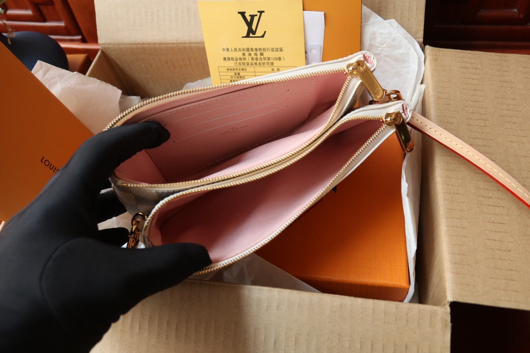 Louis Vuitton Félicie Pochette Damier Azur Canvas Crossbody Bag