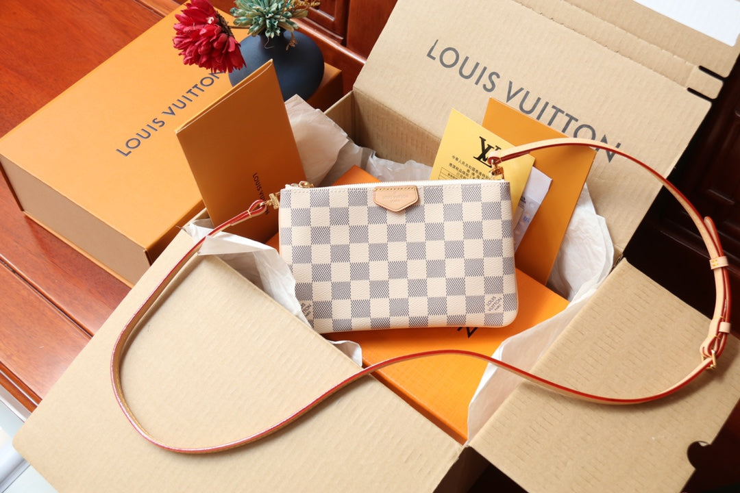 Louis Vuitton Félicie Pochette Damier Azur Canvas Crossbody Bag