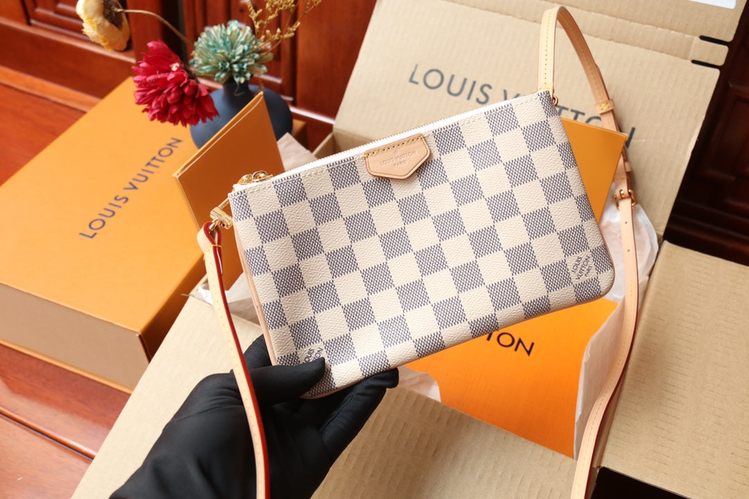 Louis Vuitton Félicie Pochette Damier Azur Canvas Crossbody Bag