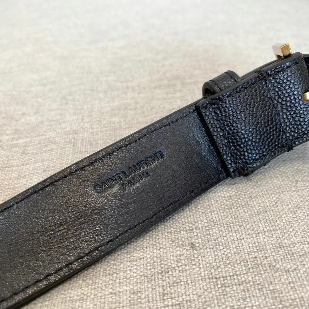 Saint Laurent Cassandre Grained Leather Belt Bag - Black/Gold