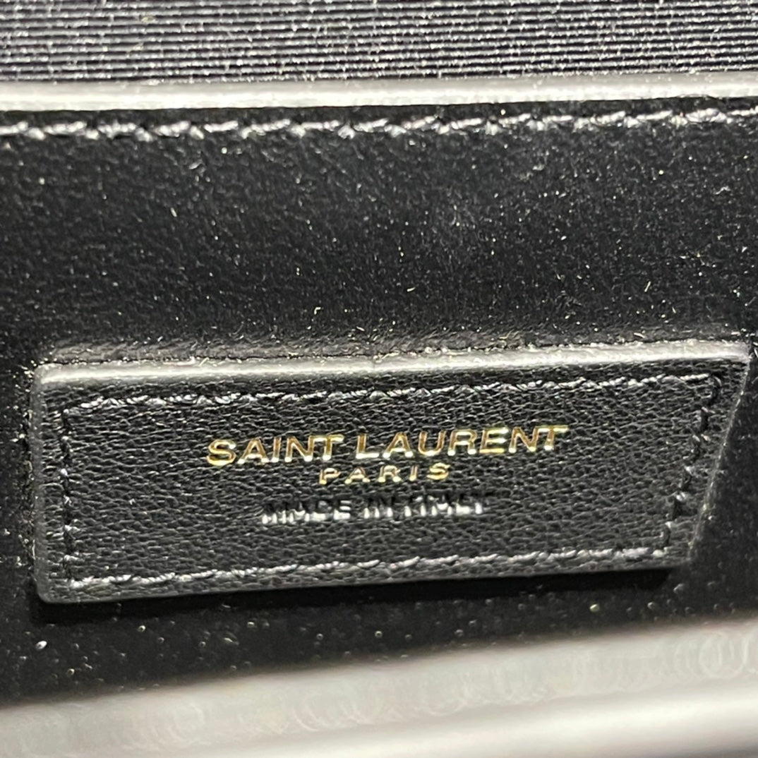 Saint Laurent Kate Medium Tassel Shoulder Bag in Black Leather with Gold Hardware