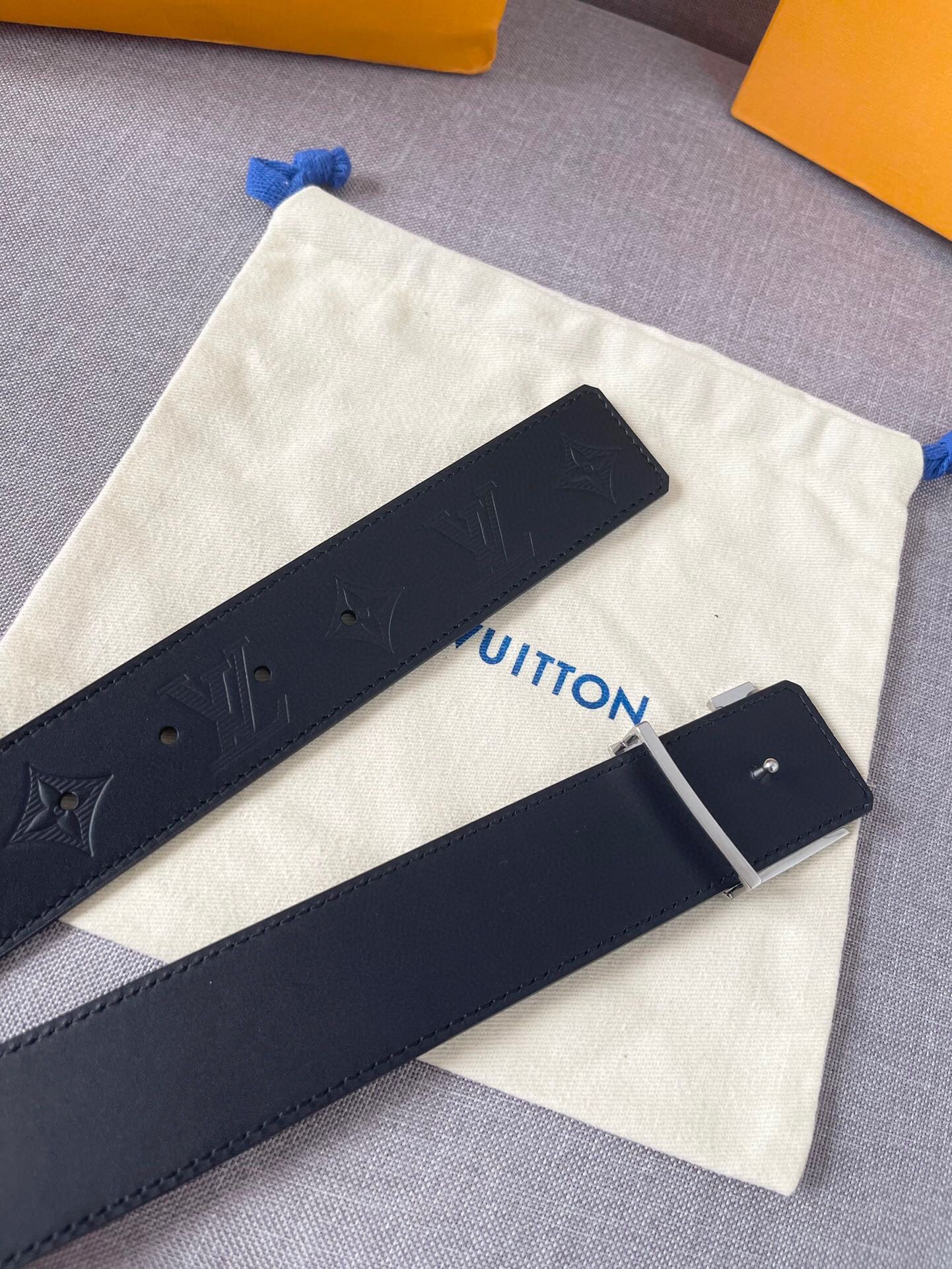 Louis Vuitton LV Initiales 40mm Black Monogram Leather Belt with Silver Buckle