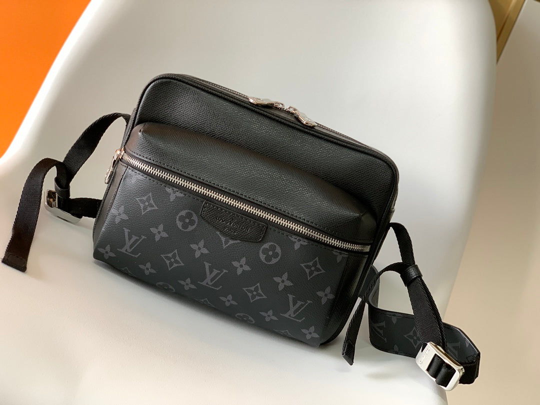 Louis Vuitton Outdoor Messenger Bag - Monogram Eclipse Canvas & Black Taiga Leather