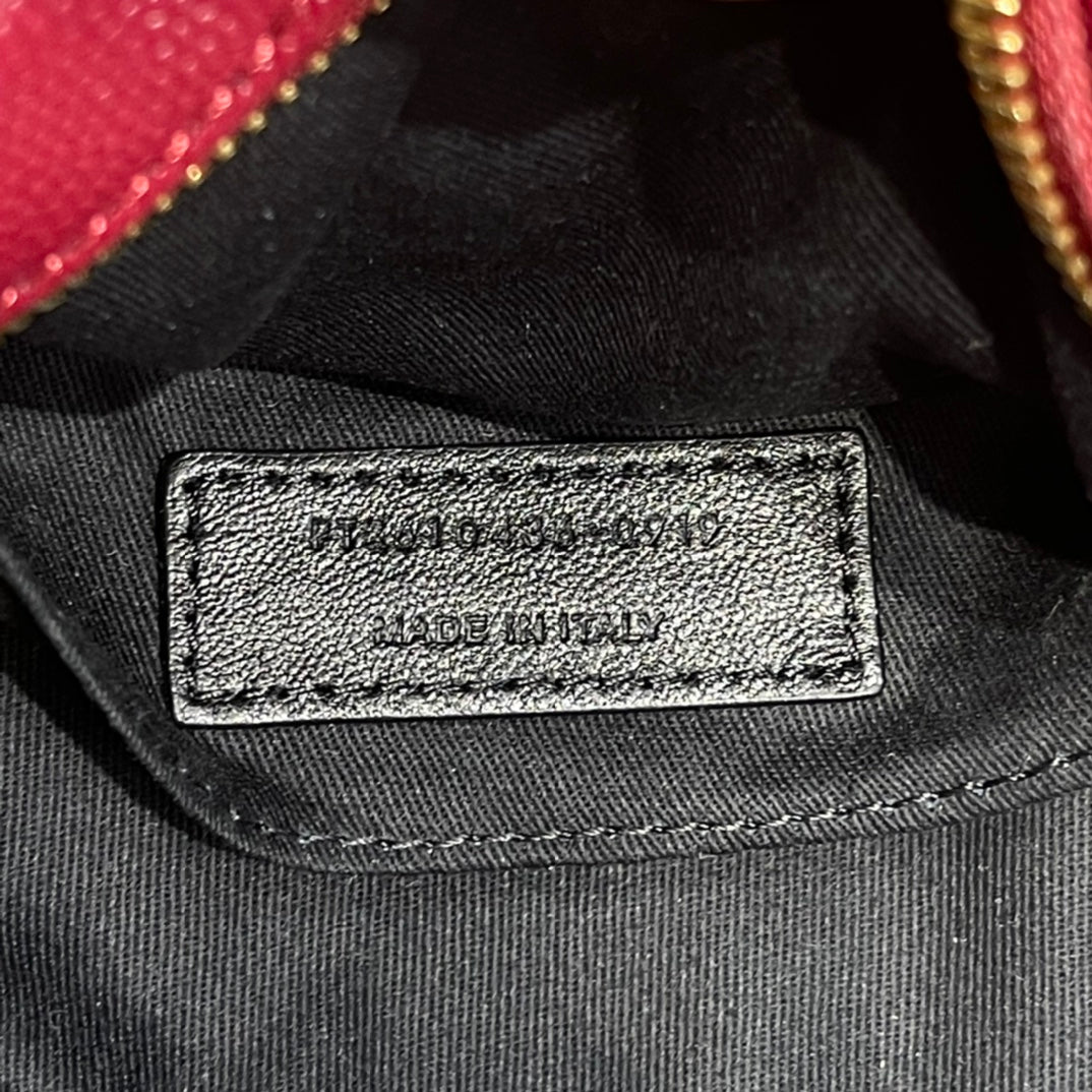 Saint Laurent Vinyle Round Camera Bag in Chevron-Quilted Leather - Red