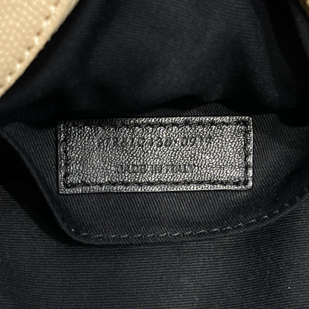 Saint Laurent Vinyle Round Camera Bag in Matelassé Chevron Leather - Beige/Gold