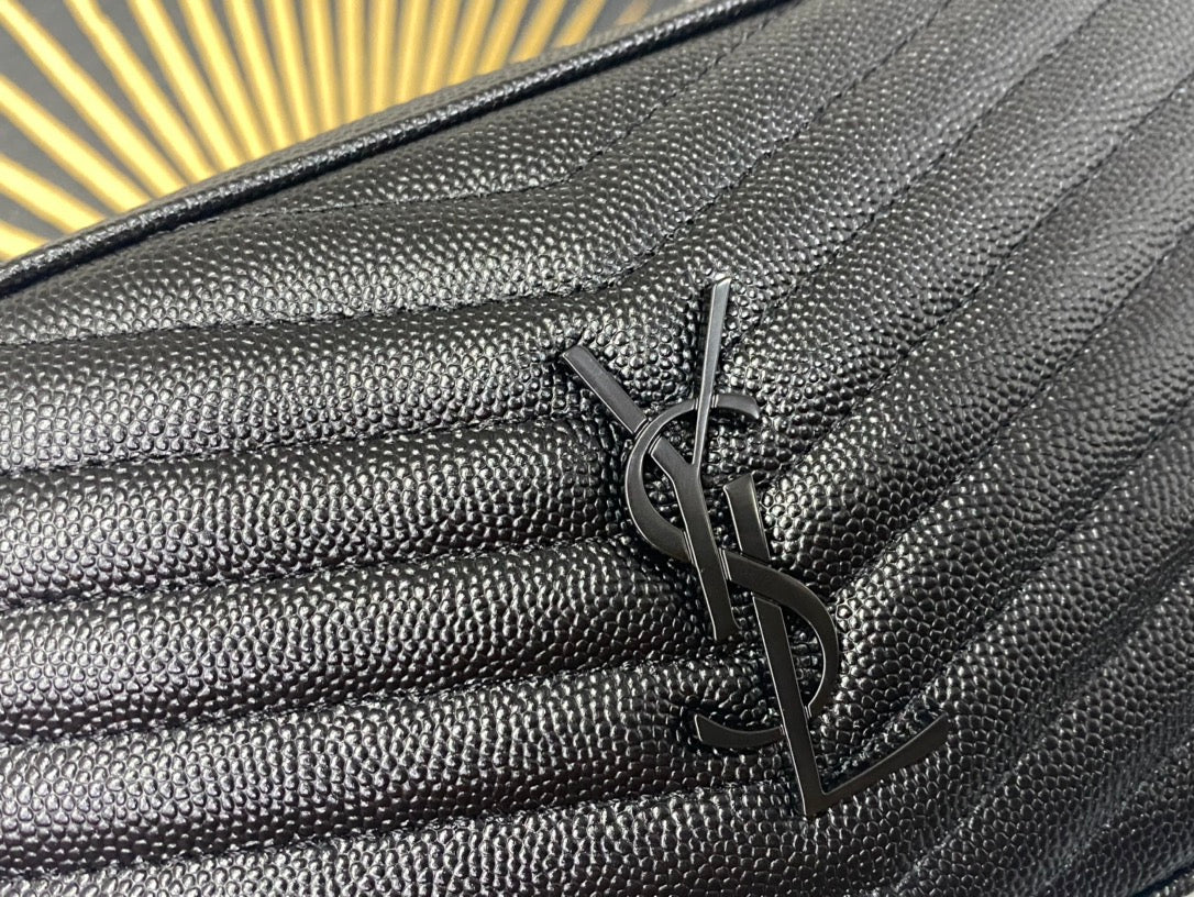Saint Laurent Lou Quilted Leather Camera Bag - Black on Black