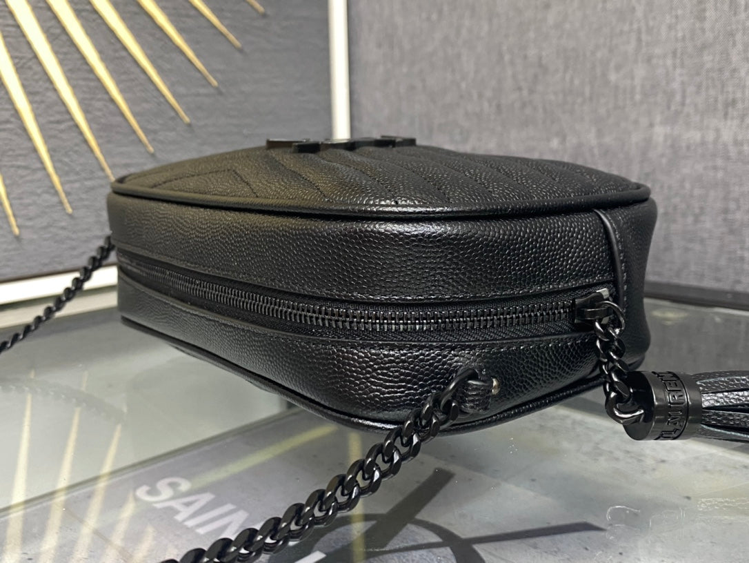 Saint Laurent Lou Quilted Leather Camera Bag - Black on Black