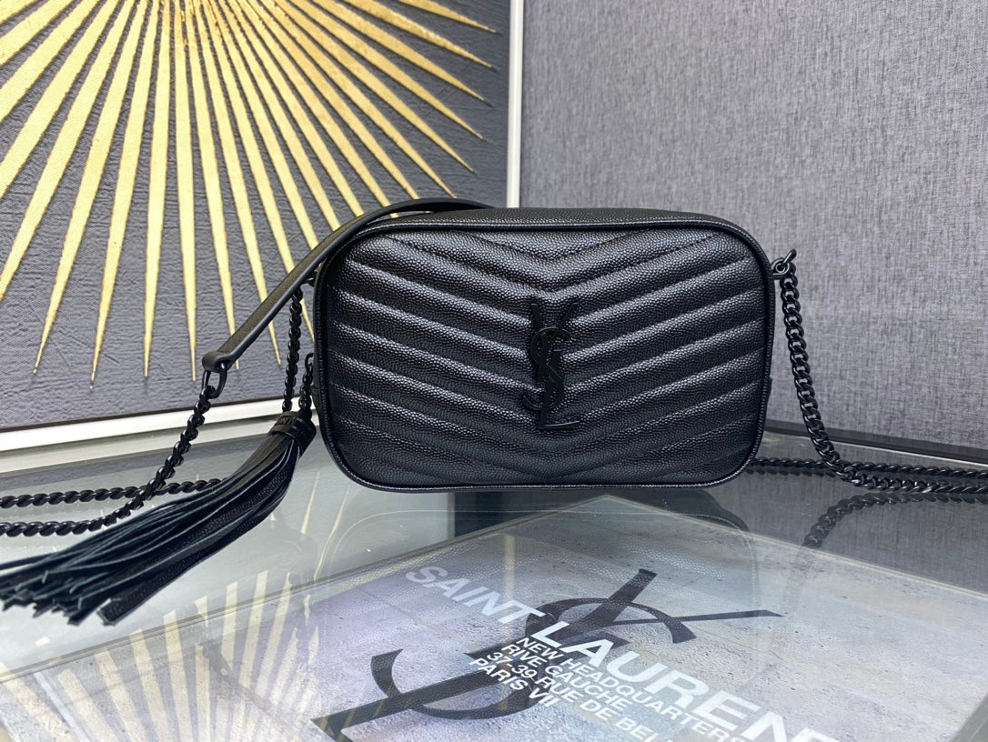 Saint Laurent Lou Quilted Leather Camera Bag - Black on Black