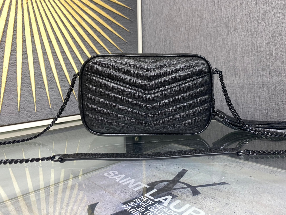 Saint Laurent Lou Quilted Leather Camera Bag - Black on Black