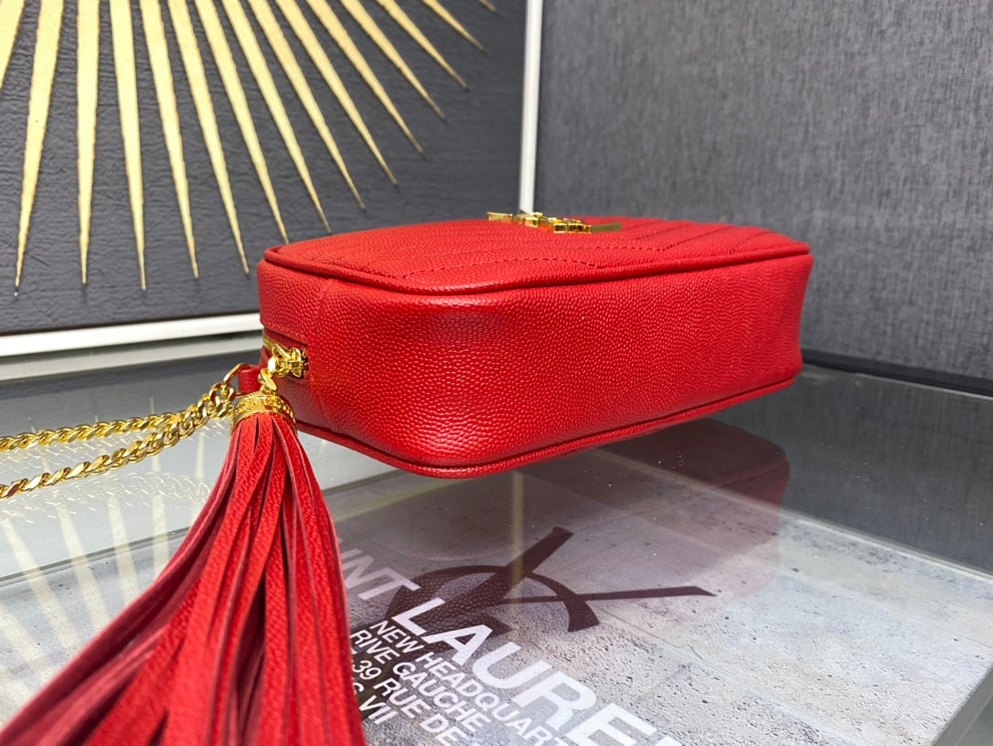 Saint Laurent Lou Camera Bag in Quilted Leather - Red