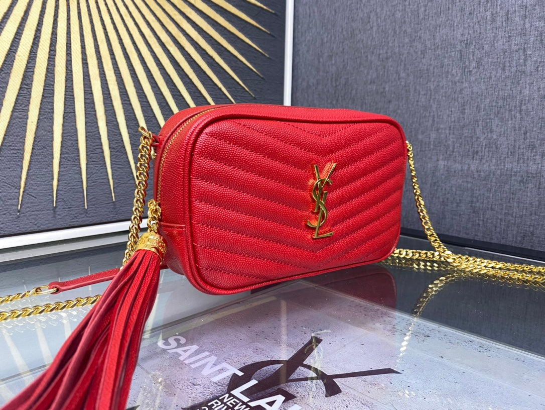 Saint Laurent Lou Camera Bag in Quilted Leather - Red