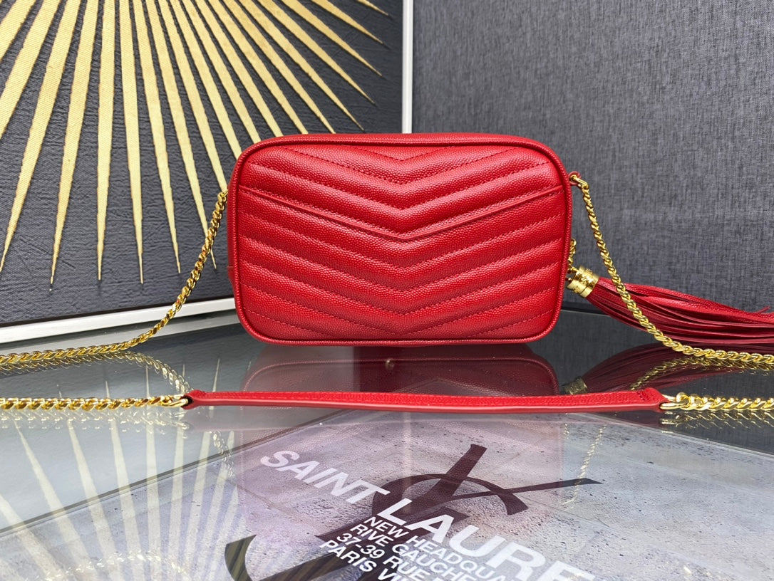 Saint Laurent Lou Camera Bag in Quilted Leather - Red