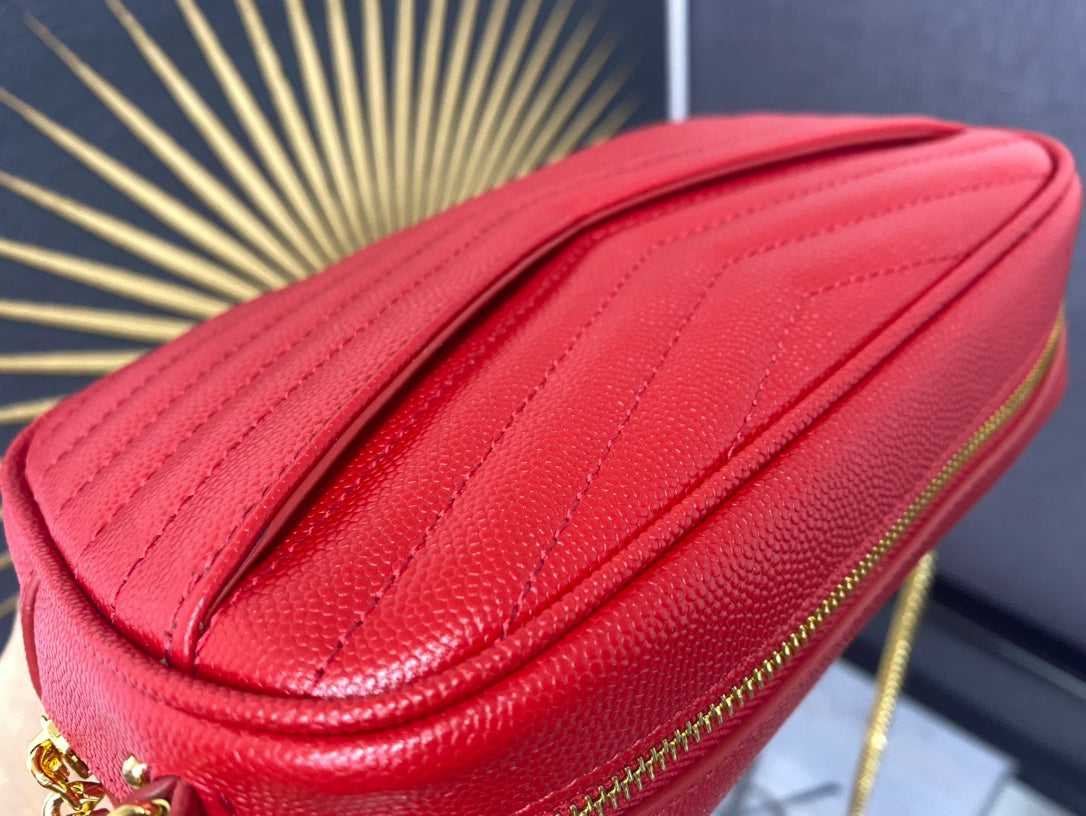 Saint Laurent Lou Camera Bag in Quilted Leather - Red