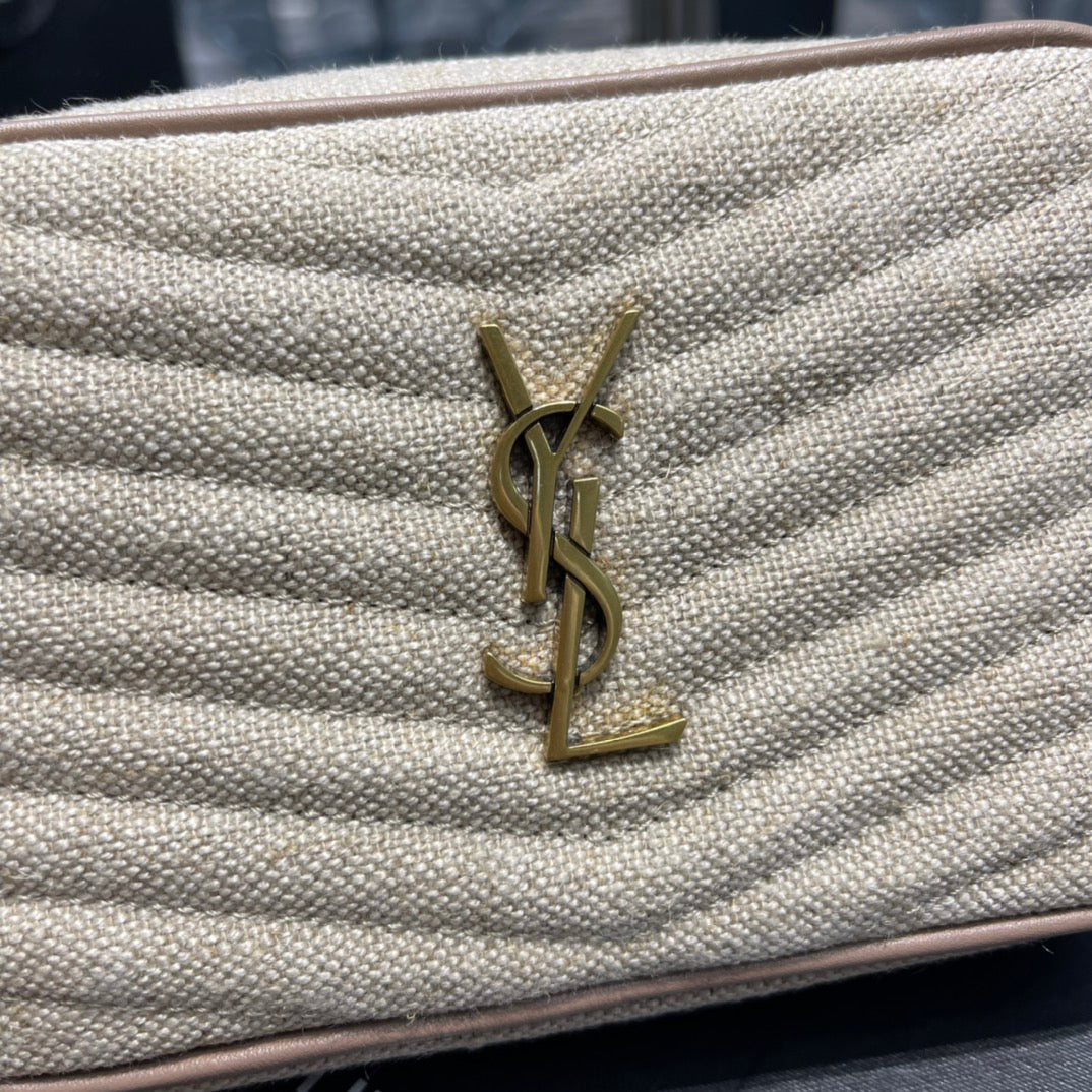 Saint Laurent Mini Lou Quilted Leather Crossbody Bag - Beige