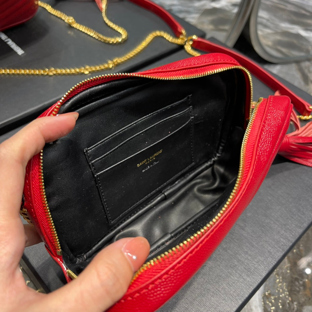 Saint Laurent Lou Baby Mini Camera Bag in Quilted Leather - Red