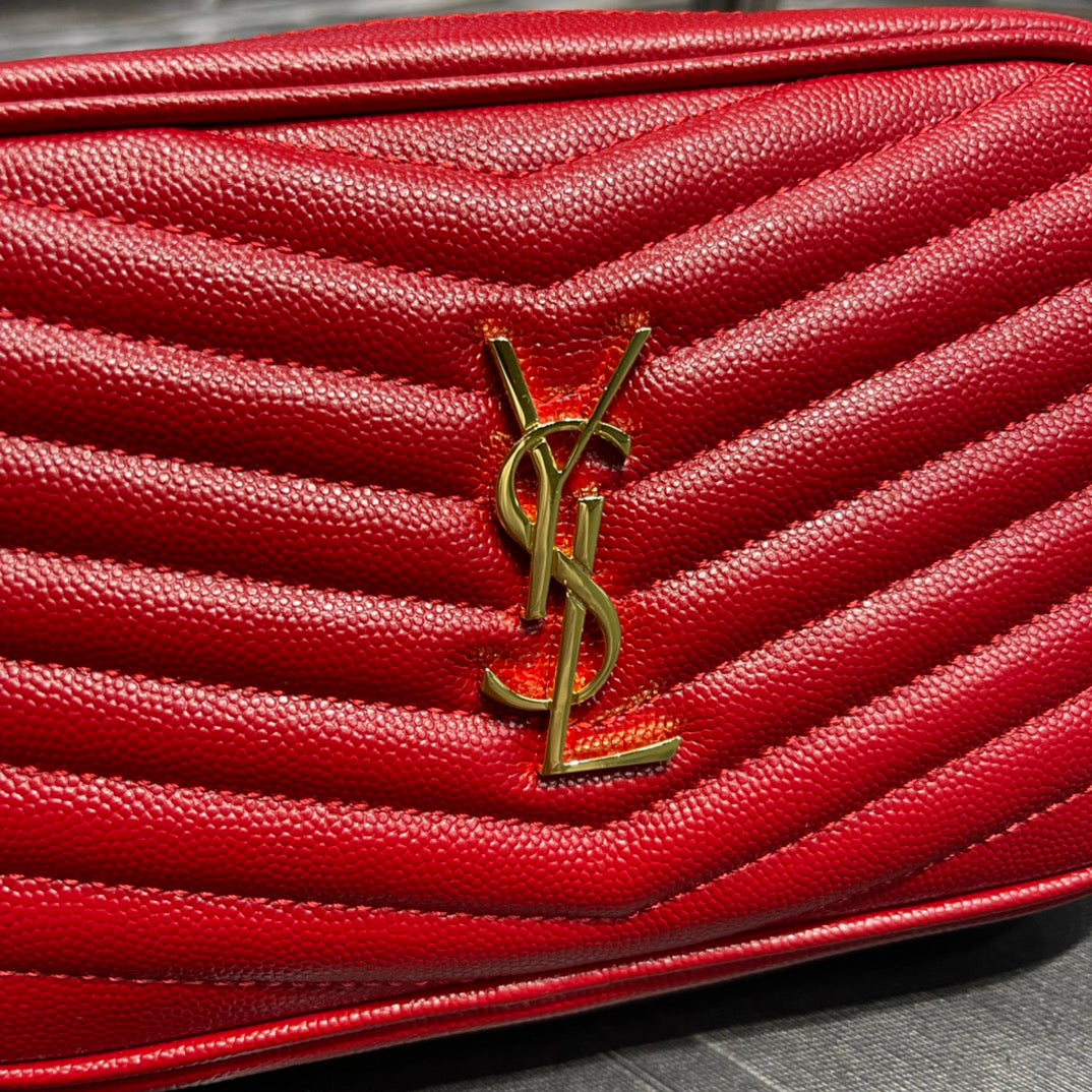 Saint Laurent Lou Baby Mini Camera Bag in Quilted Leather - Red