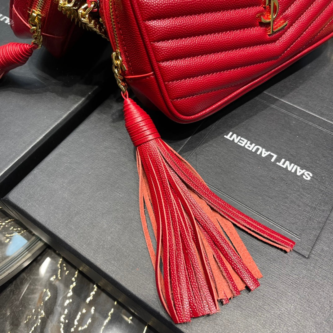 Saint Laurent Lou Baby Mini Camera Bag in Quilted Leather - Red