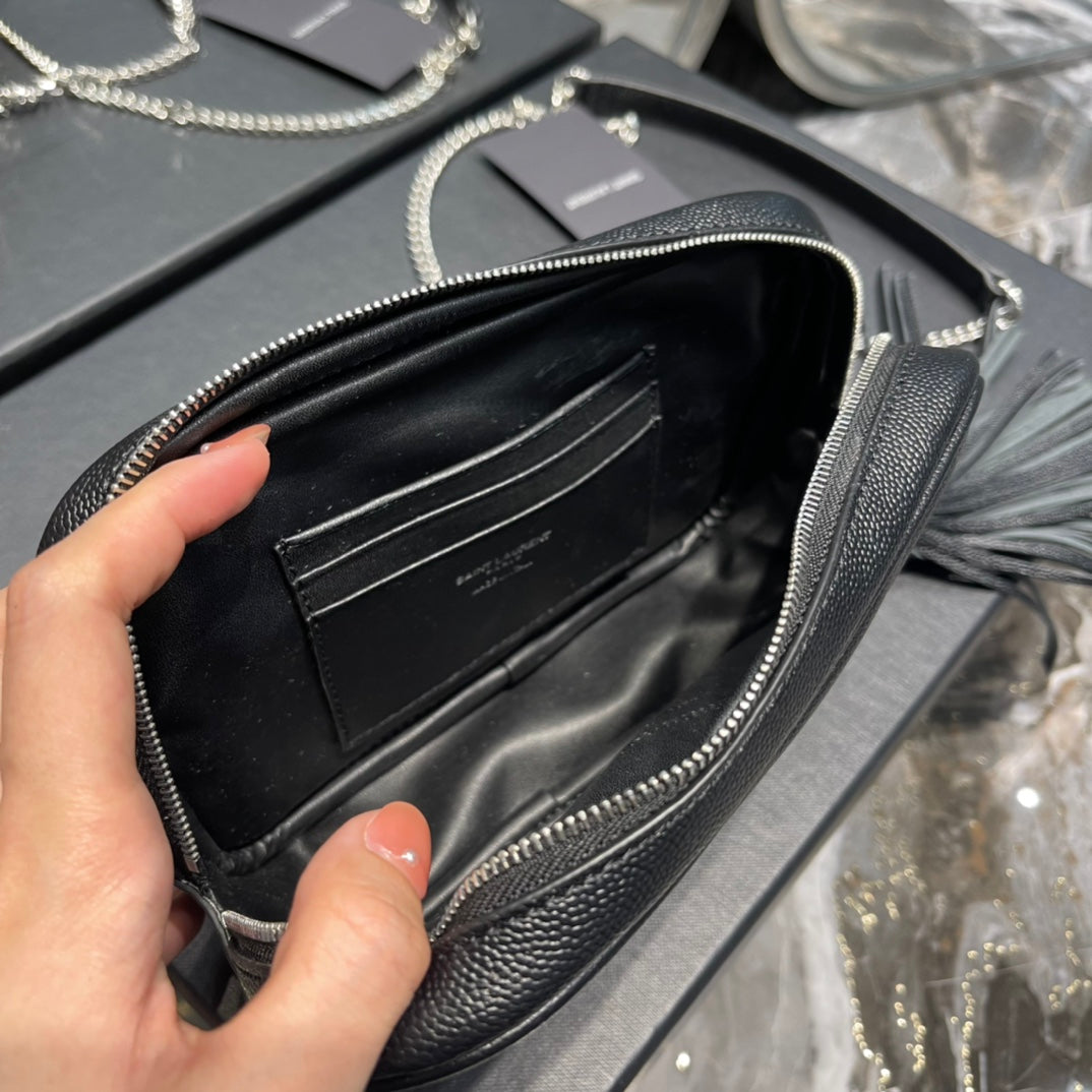 Saint Laurent Lou Mini Bag in Quilted Leather - Black