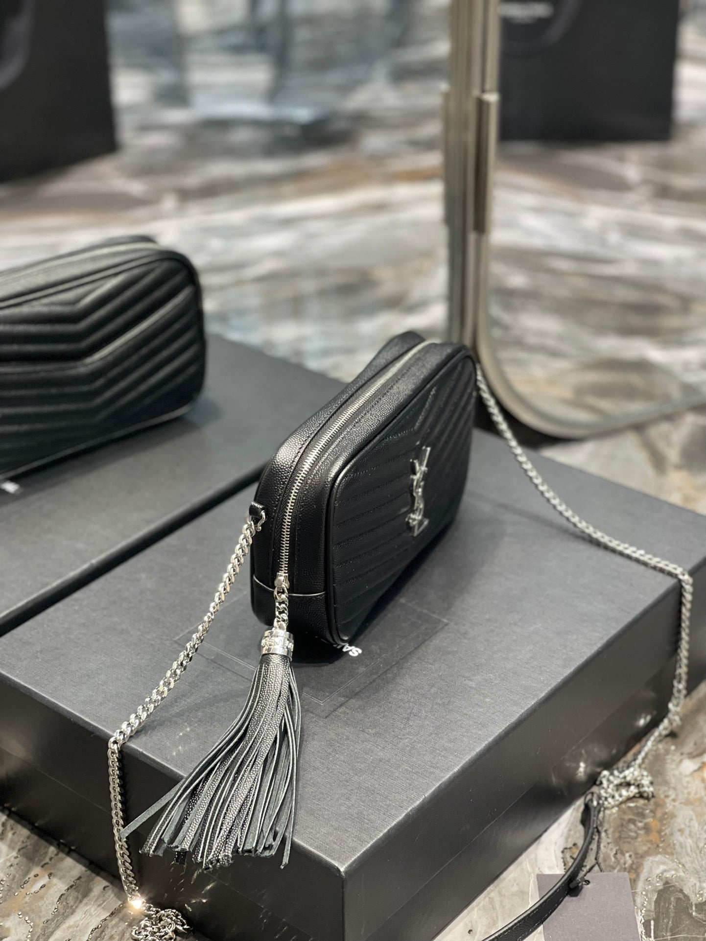 Saint Laurent Lou Mini Bag in Quilted Leather - Black