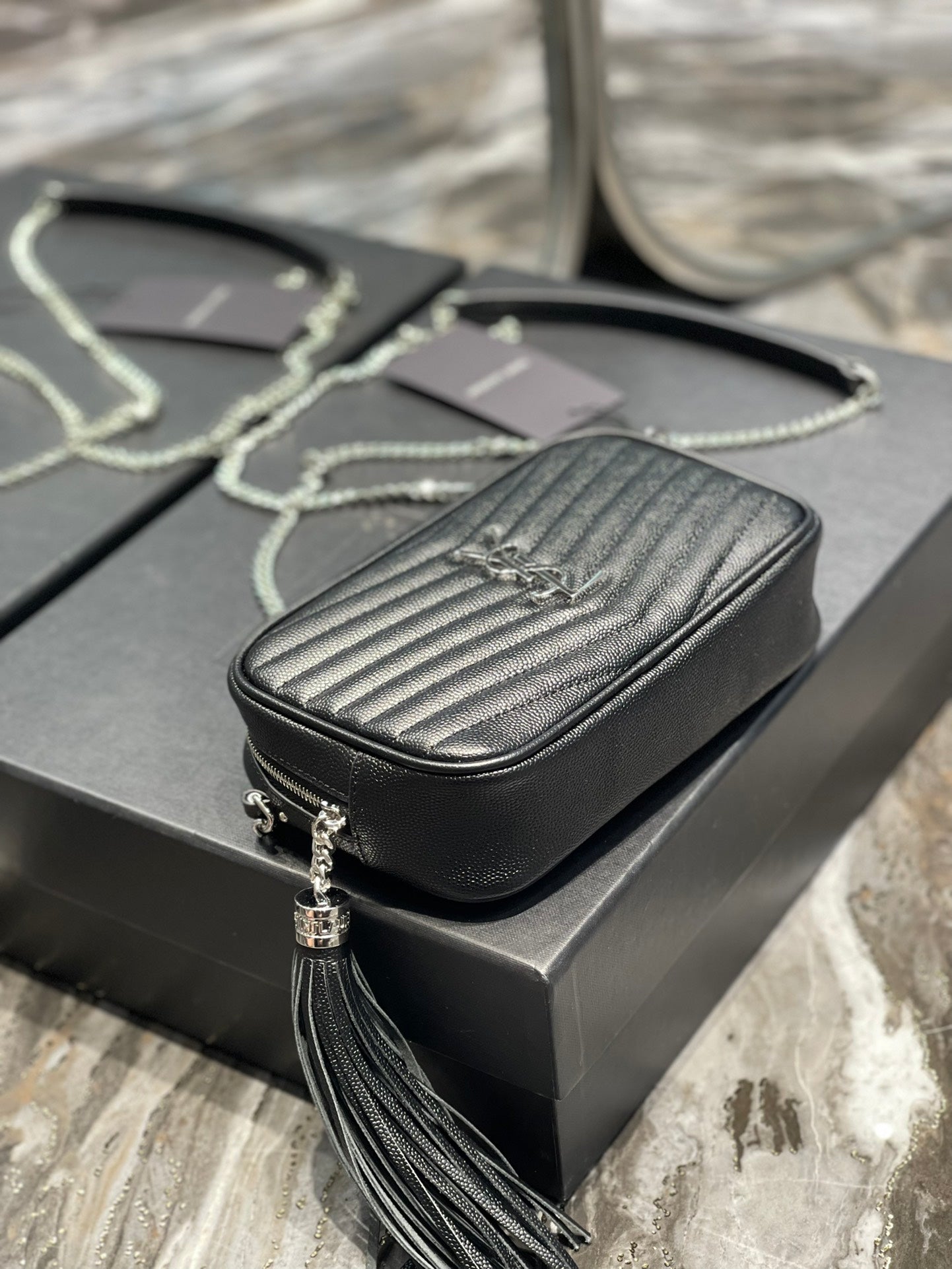 Saint Laurent Lou Mini Bag in Quilted Leather - Black