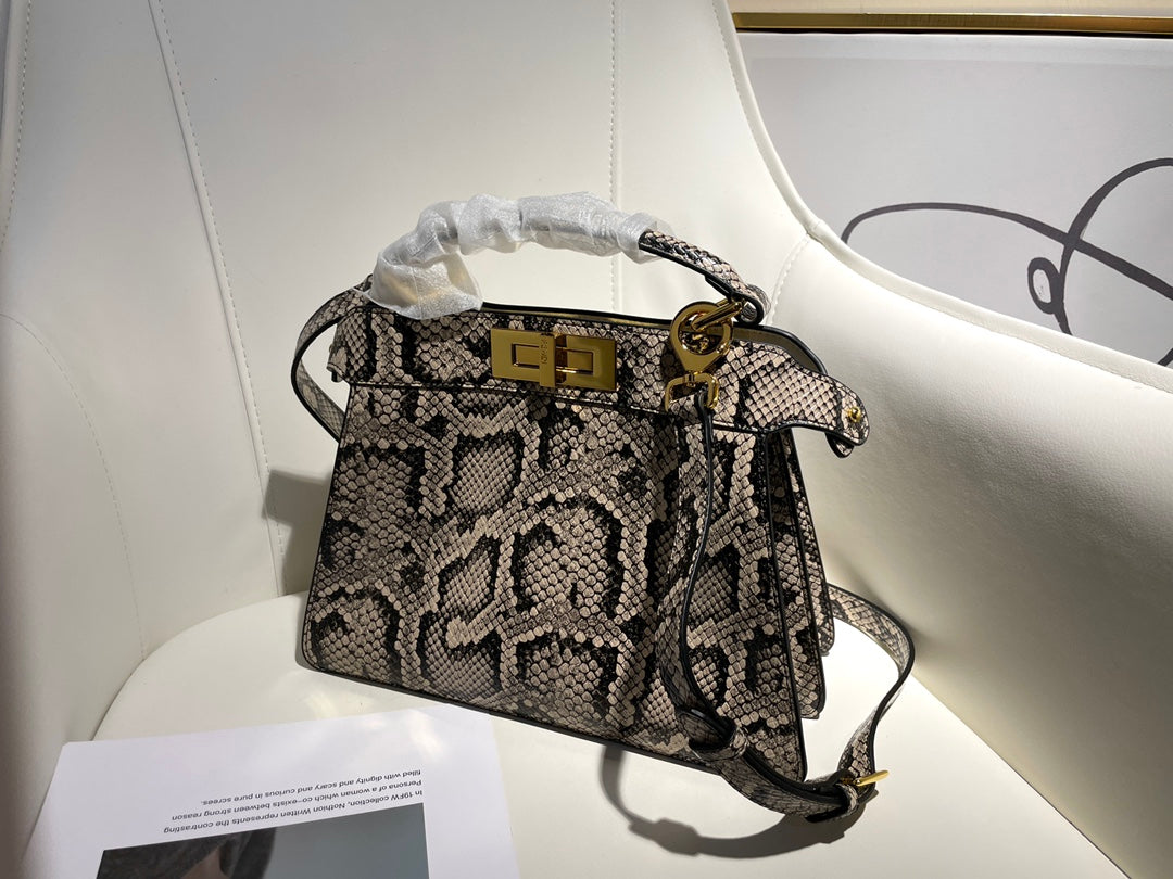 Luxury Exotic Snakeskin Pattern Leather Top Handle Bag - Designer Style Mini Crossbody