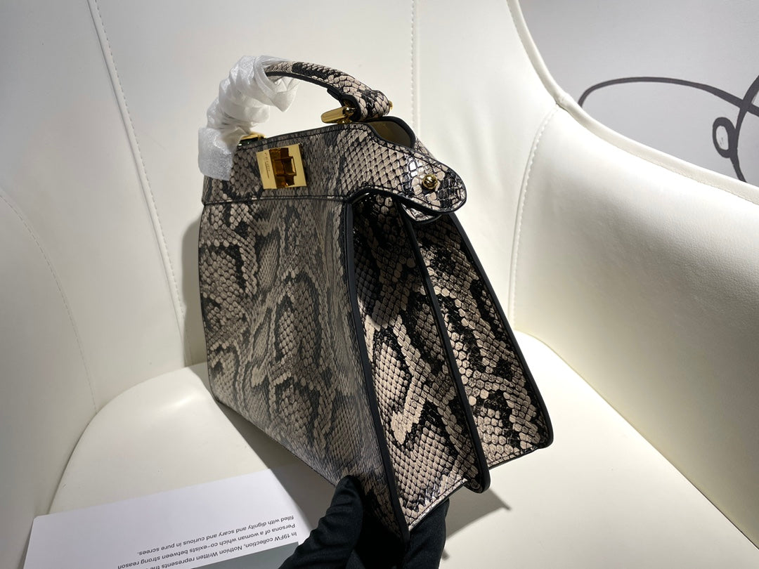 Luxury Exotic Snakeskin Pattern Leather Top Handle Bag - Designer Style Mini Crossbody