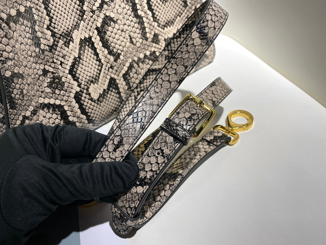 Luxury Exotic Snakeskin Pattern Leather Top Handle Bag - Designer Style Mini Crossbody