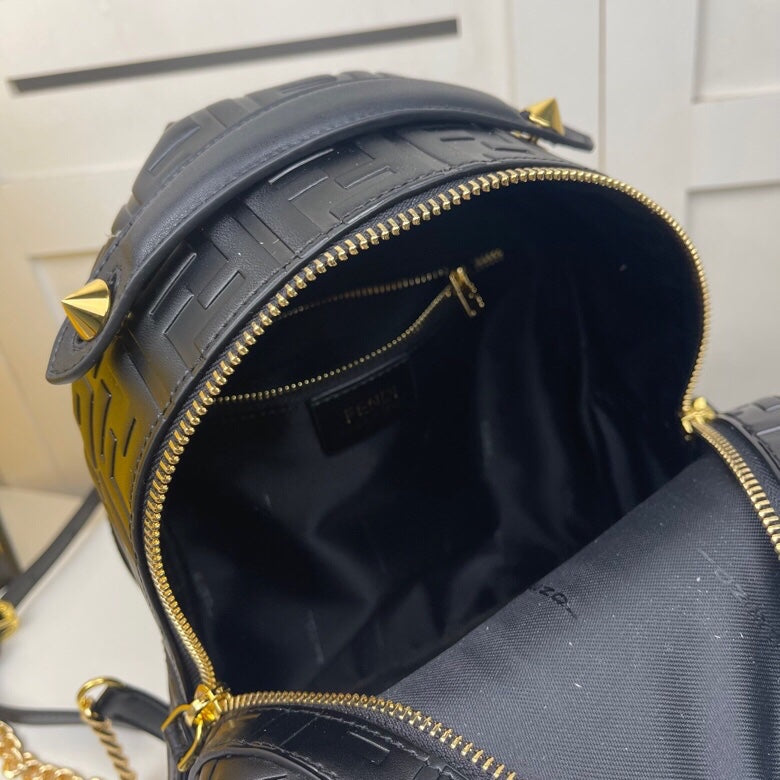Fendi FF Embossed Leather Backpack - Black