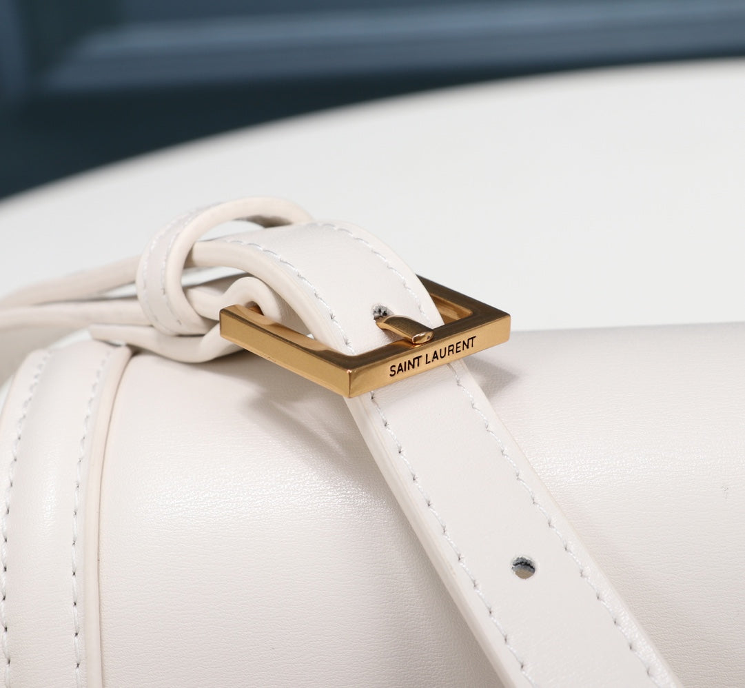 Saint Laurent Small Solferino Leather Shoulder Bag in White
