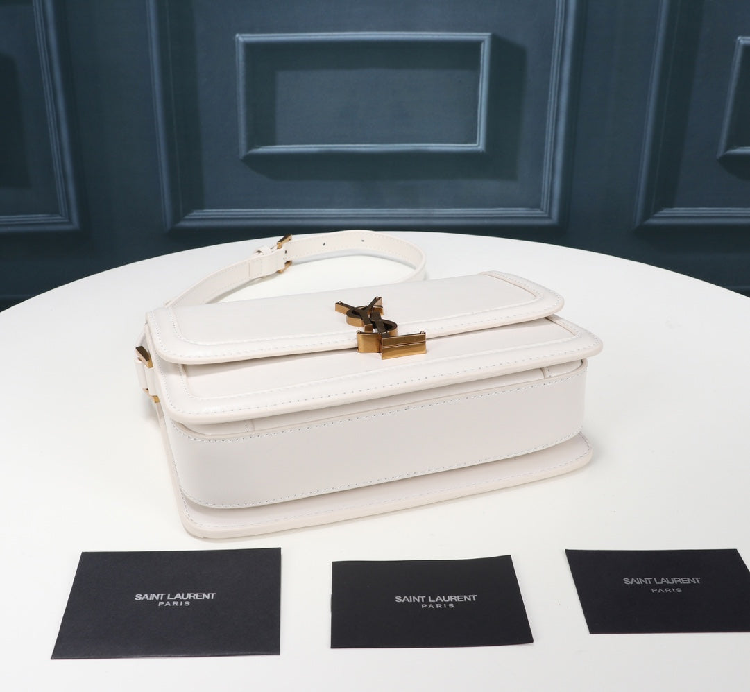 Saint Laurent Small Solferino Leather Shoulder Bag in White