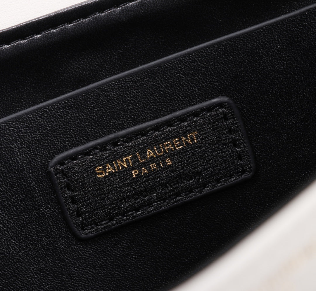 Saint Laurent Small Solferino Leather Shoulder Bag in White