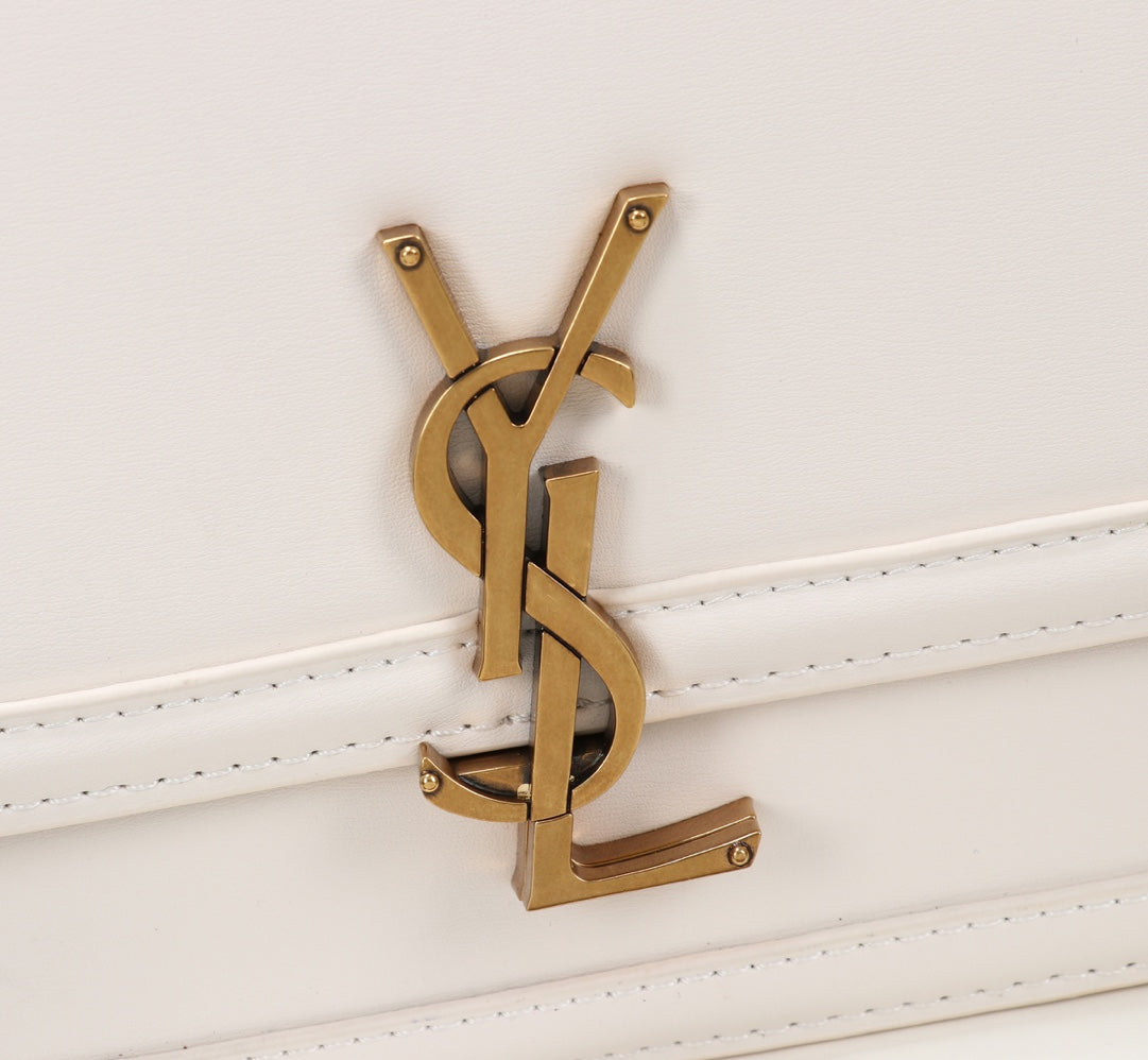 Saint Laurent Small Solferino Leather Shoulder Bag in White