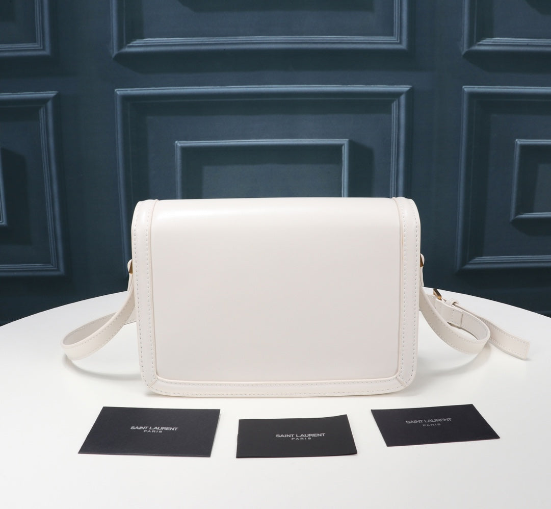 Saint Laurent Small Solferino Leather Shoulder Bag in White