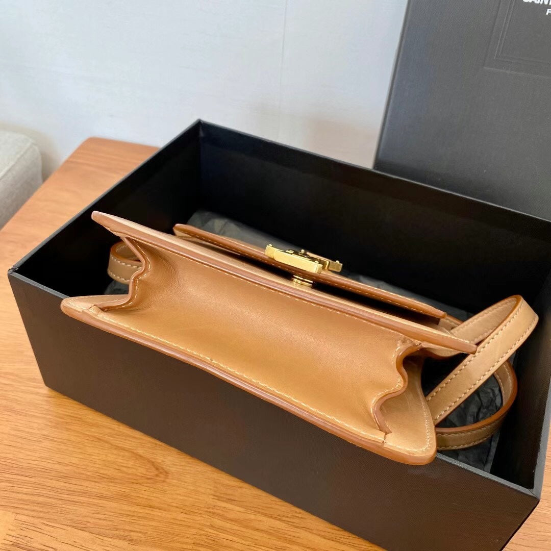 Saint Laurent Kaia Small Shoulder Bag in Smooth Leather - Tan