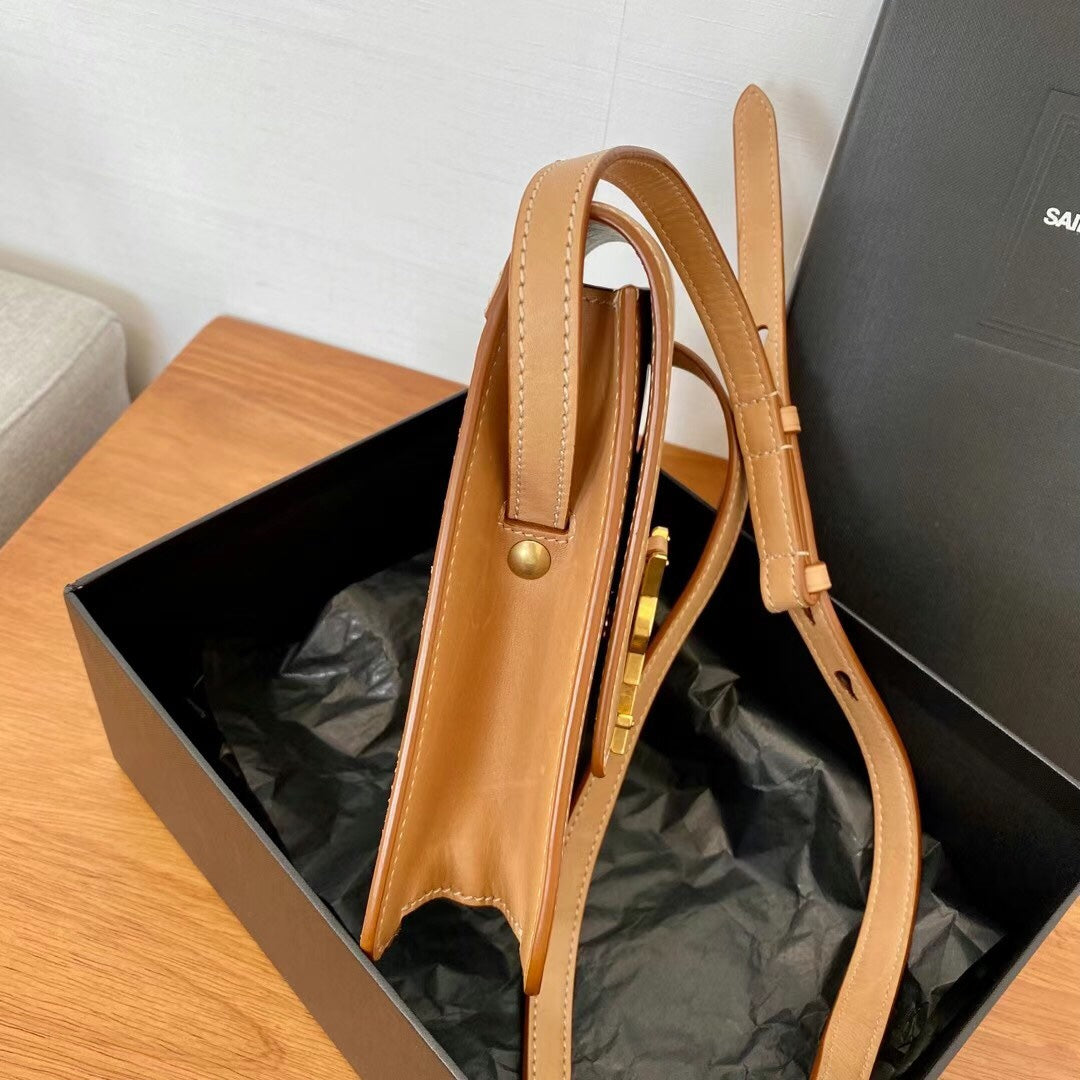 Saint Laurent Kaia Small Shoulder Bag in Smooth Leather - Tan