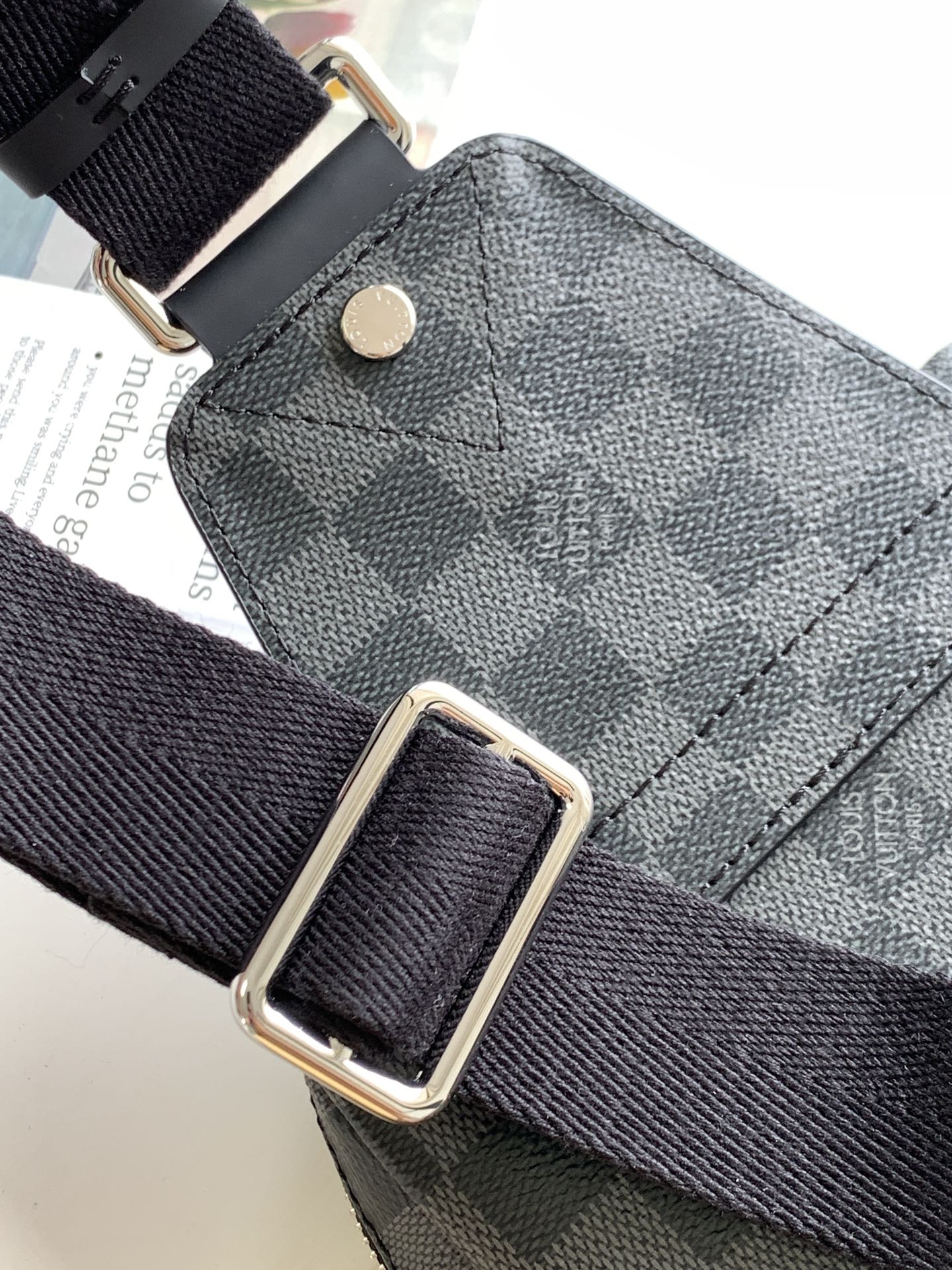 Men's Checkered Sling Bag - Grey and Black Crossbody Chest Pack