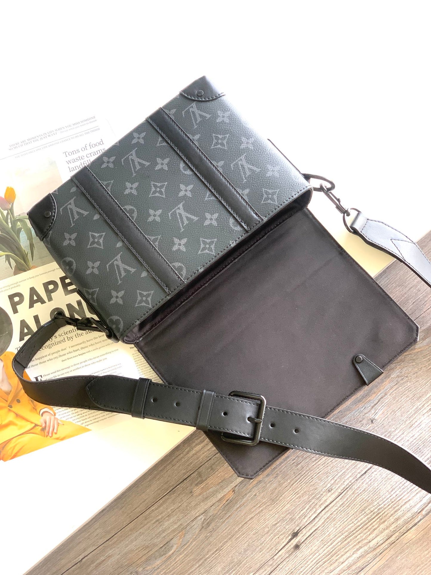 Louis Vuitton Trunk Messenger Bag Monogram Eclipse Canvas Black