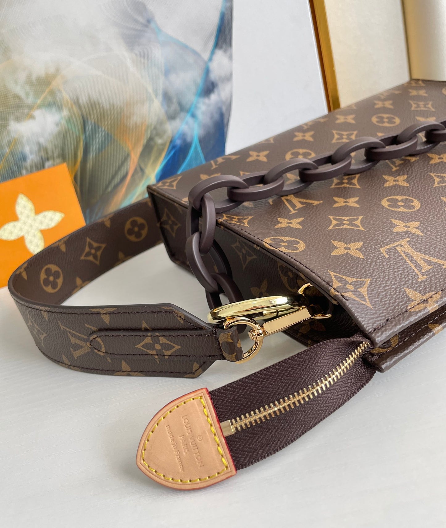 Louis Vuitton Monogram Canvas Envelope Chain Shoulder Bag - Brown