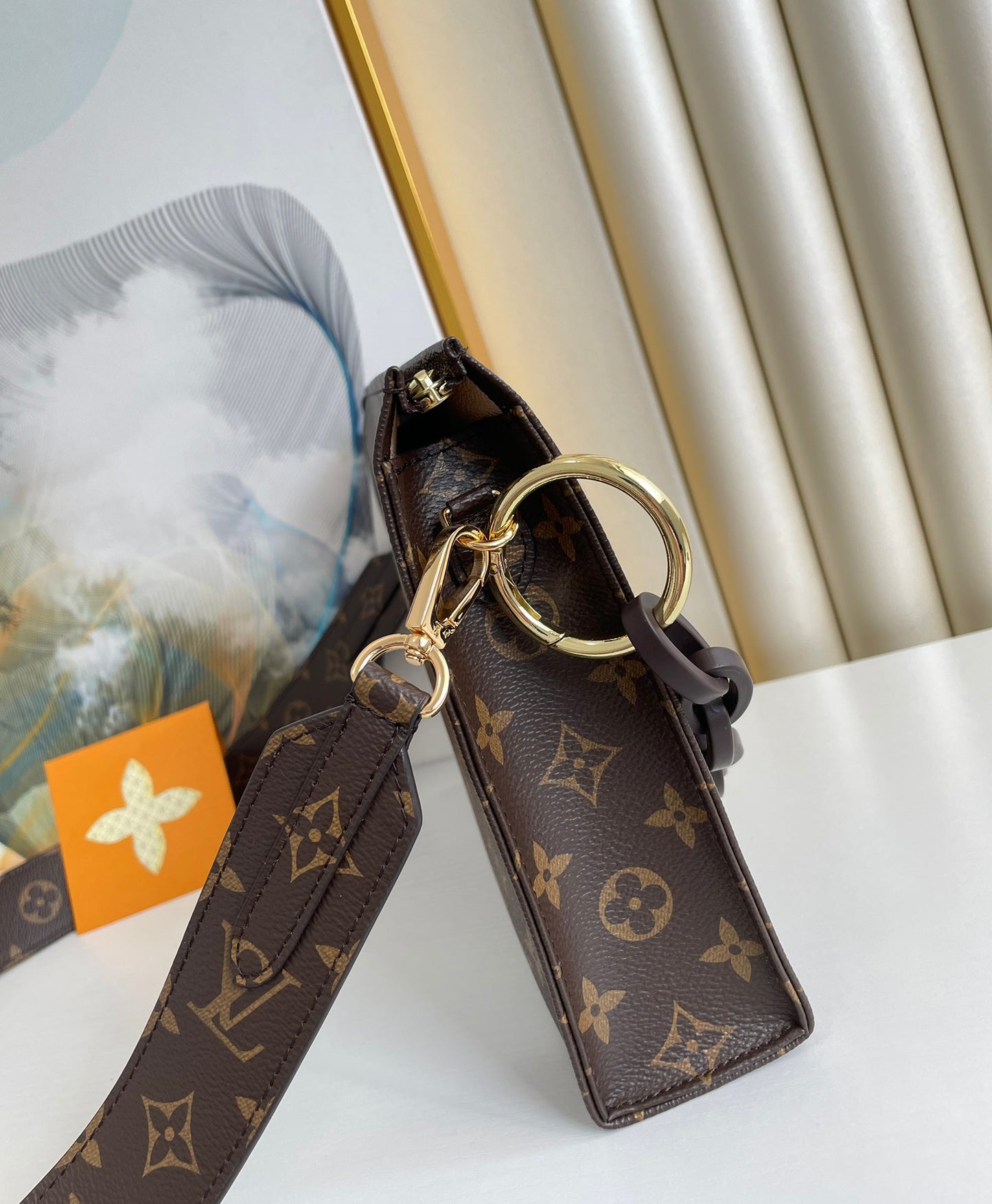 Louis Vuitton Monogram Canvas Envelope Chain Shoulder Bag - Brown