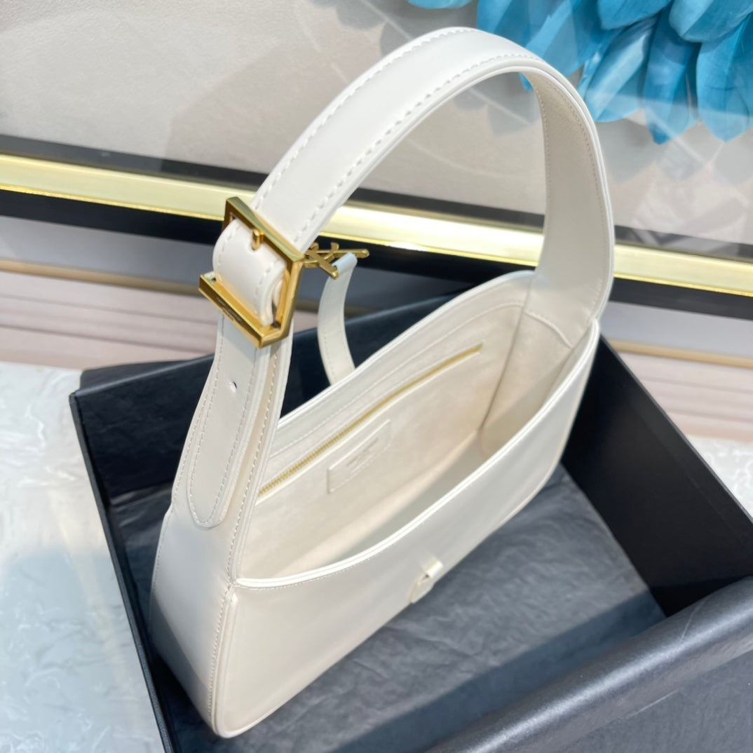 Saint Laurent Le 5 à 7 Small Leather Shoulder Bag in Blanc