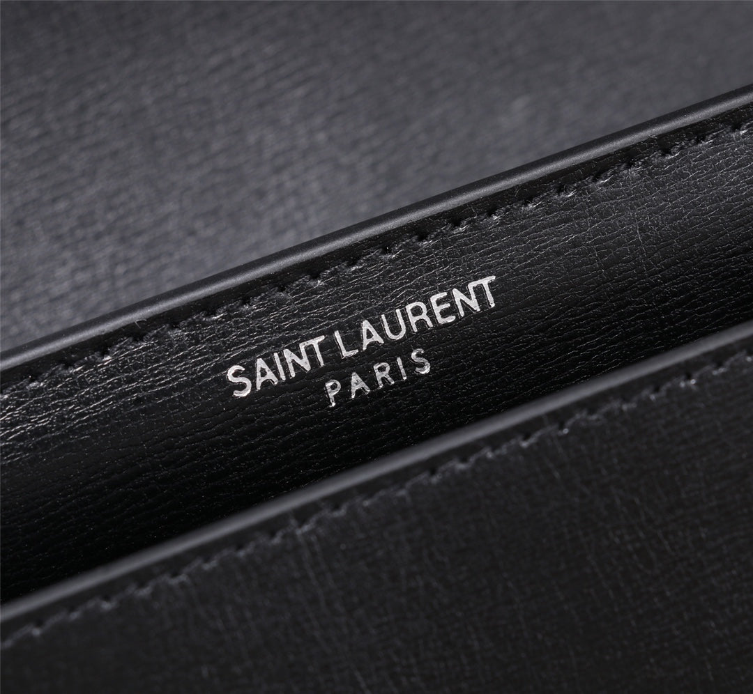 Saint Laurent Sunset Medium Shoulder Bag in Black Smooth Leather