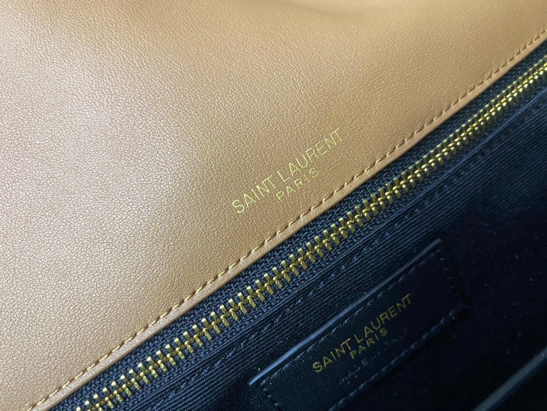 Saint Laurent Medium Niki Shoulder Bag in Tan Suede with Gold Hardware
