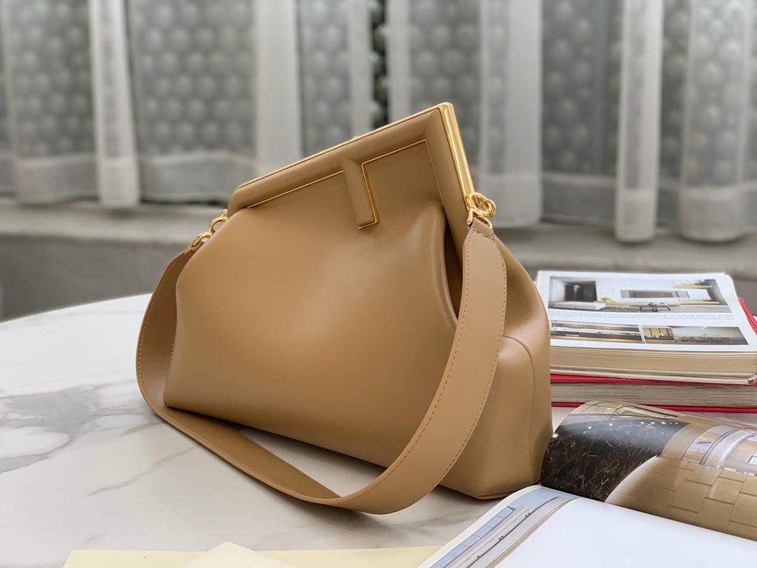 Fendi First Medium Tan Nappa Leather Clutch Bag