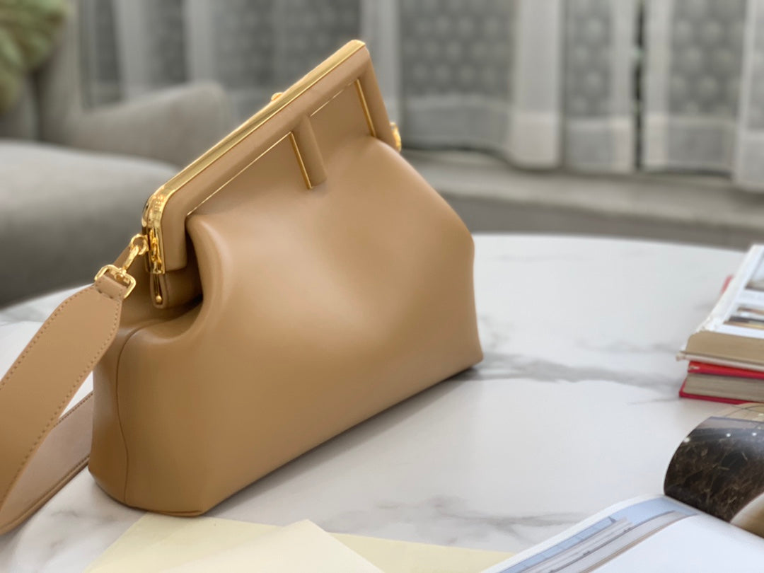 Fendi First Small Beige Nappa Leather Bag with Detachable Strap