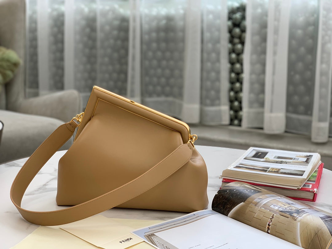 Fendi First Medium Tan Nappa Leather Clutch Bag