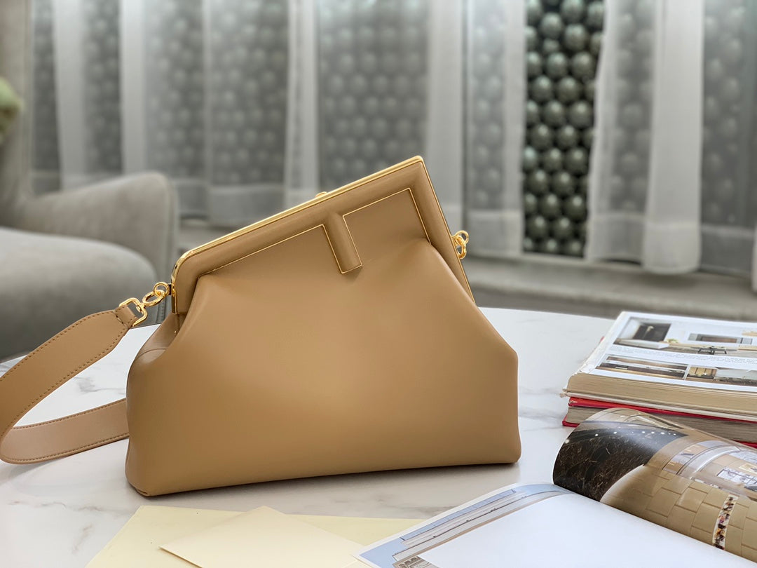 Fendi First Small Beige Nappa Leather Bag with Detachable Strap