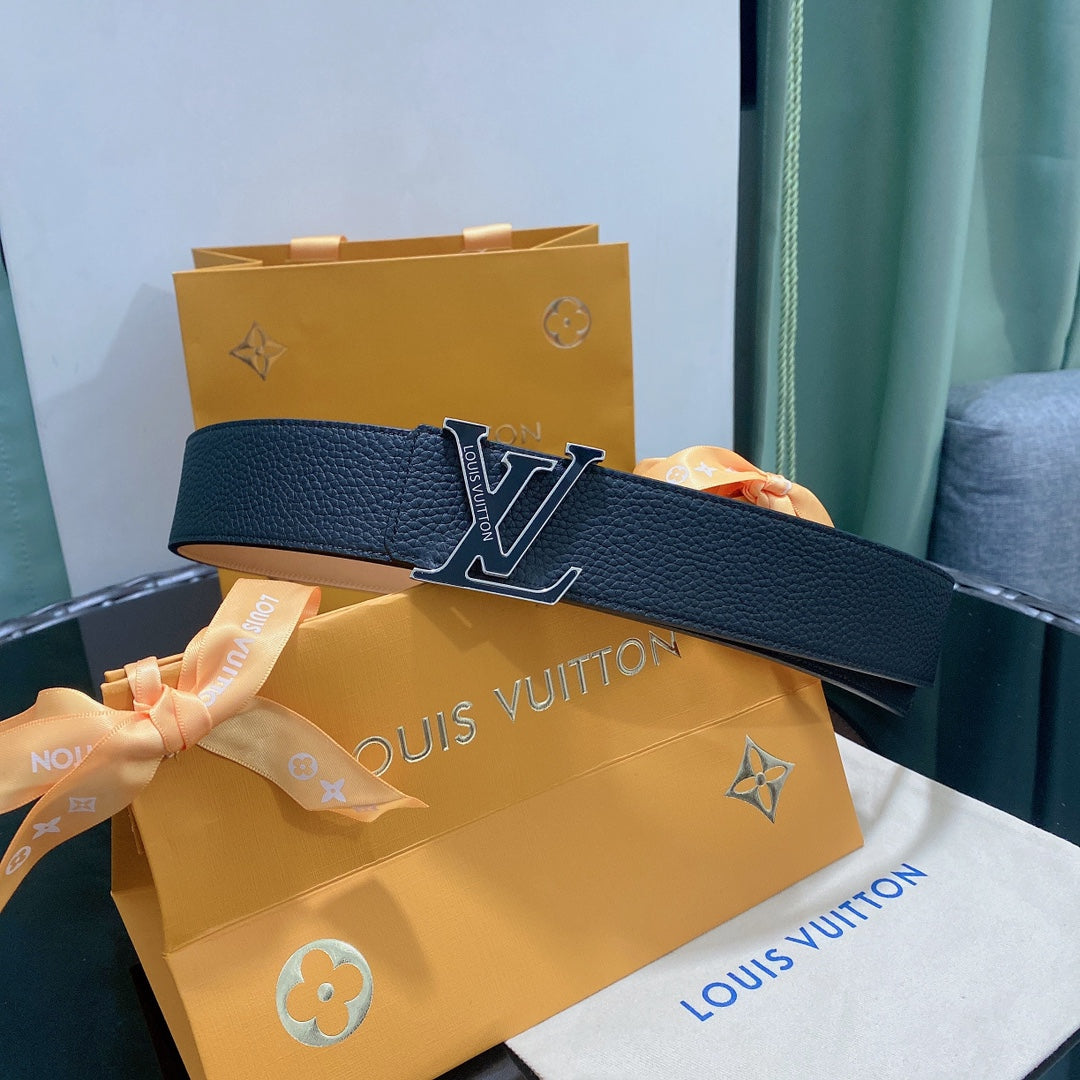 Louis Vuitton LV Initiales 40mm Reversible Belt Black Leather with Silver-Tone Buckle